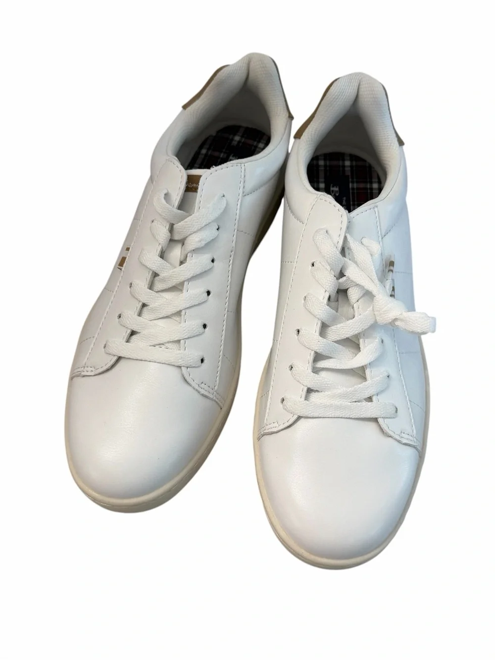The Original Ben Sherman Men’s Hampton Low Court White & Tan Shoes Sz 9 NWOT